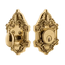 Victorian Plate Single Cylinder Deadbolt In Unlacquered Brass