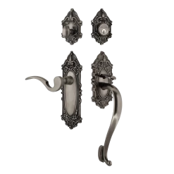 Victorian Plate S Grip Entry Set Manor Lever In Antique Pewter