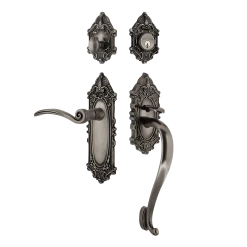 Victorian Plate S Grip Entry Set Swan Lever In Antique Pewter