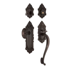 Victorian Plate S Grip Entry Set Victorian Knob In Timeless Bronze