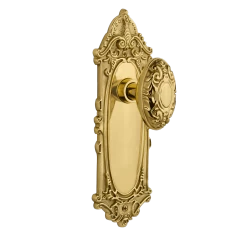 Victorian Long Plate With Victorian Knob In Unlacquered Brass